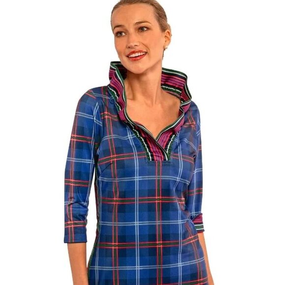Gretchen Scott Plaid Ruffle Neck Middleton plaid dress -Size XS - NWT - Picture 4 of 8